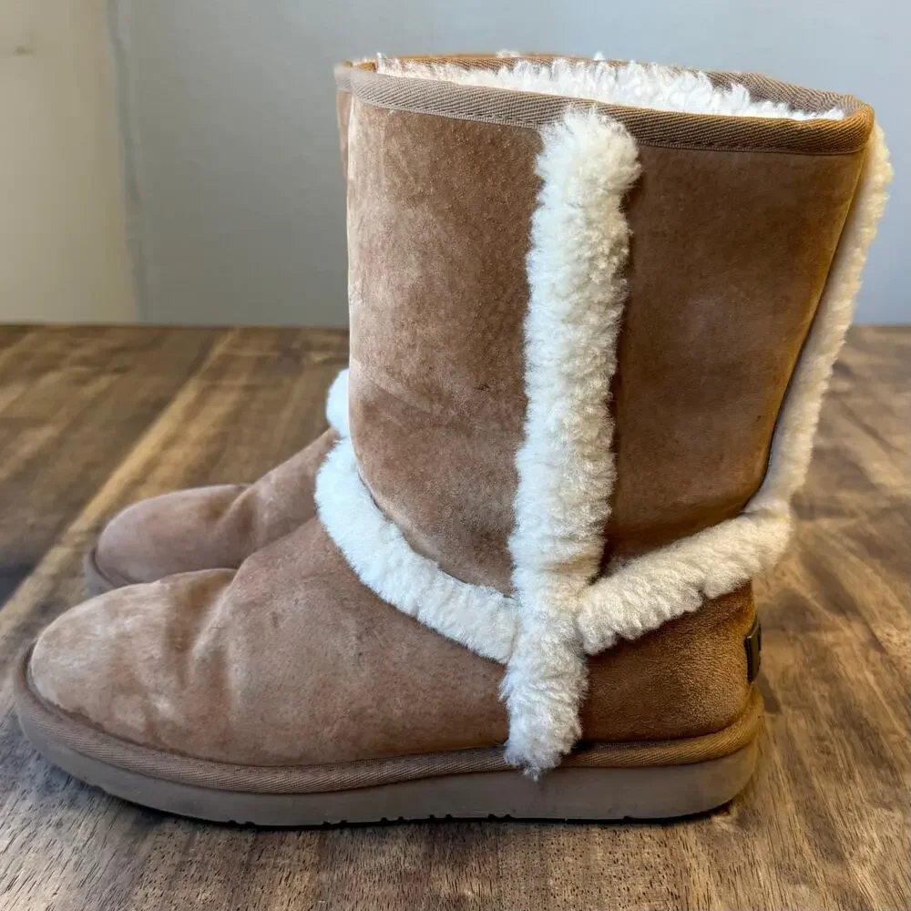 UGG Australia Carter Boot Mid Shearling Chestnut Brown Women’s Sz 10 NO INSOLES